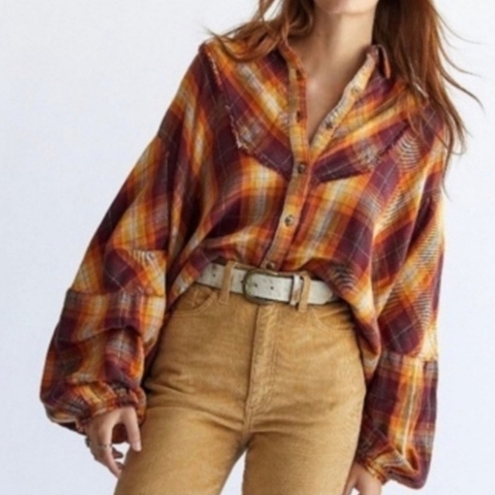 Free People We The Free‎ Kyoto Oversized Double Cloth Swing Flannel XS
